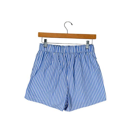 Talulah Blue White Stripe Cotton Pajama Set Button Shirt Shorts Small - Picture 9 of 12